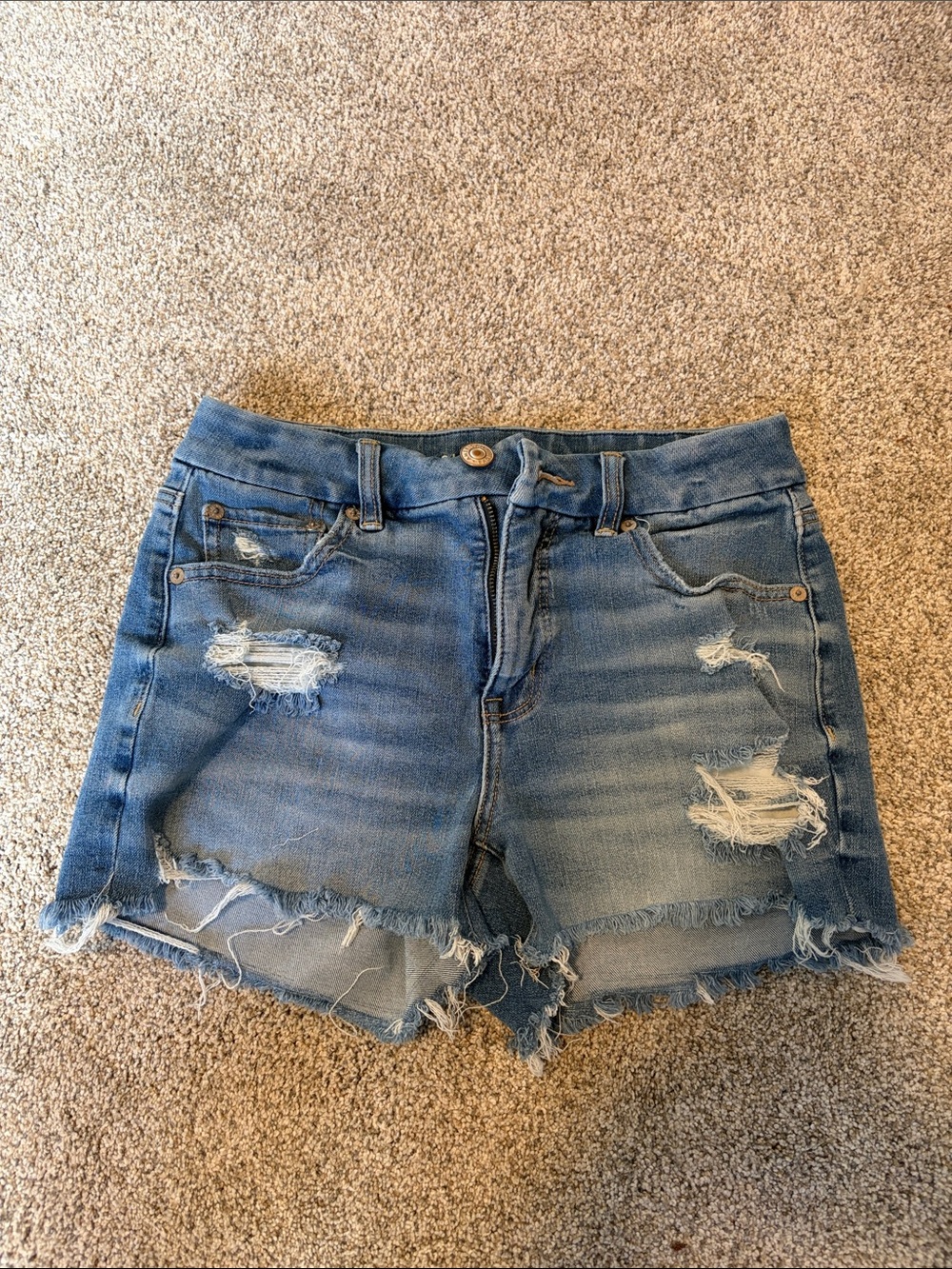 American Eagle Outfitters Medium Blue Distressed Denim Cutoff Shorts